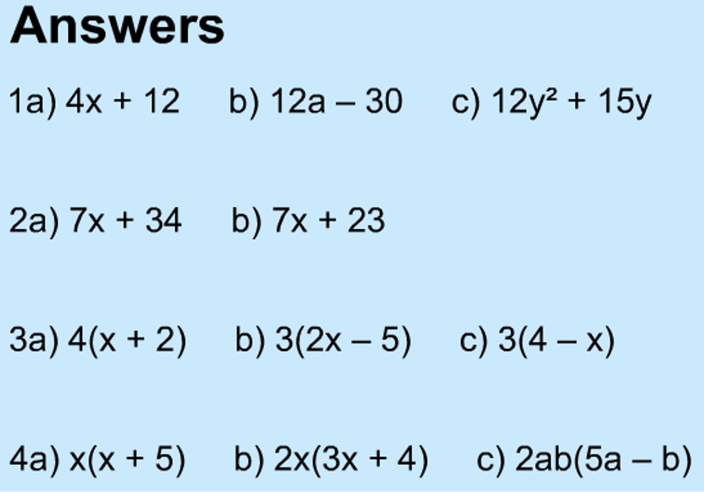 Expanding And Factorising Single Brackets