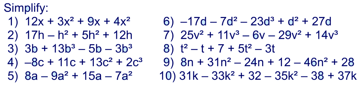 Simplifying Expressions